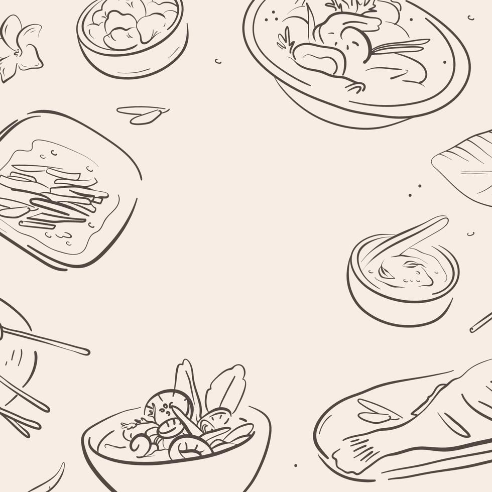 Thai food illustation in hand drawn style vector