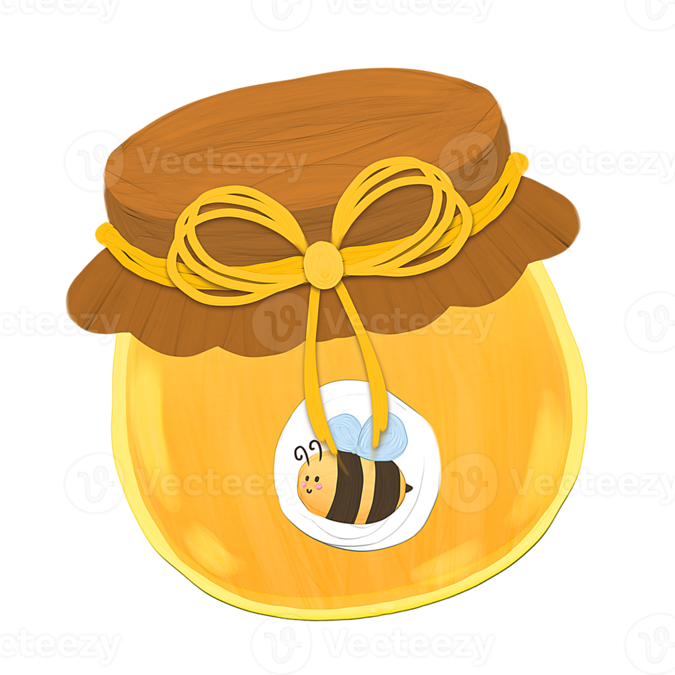 Cute honey jar stationary sticker oil painting png