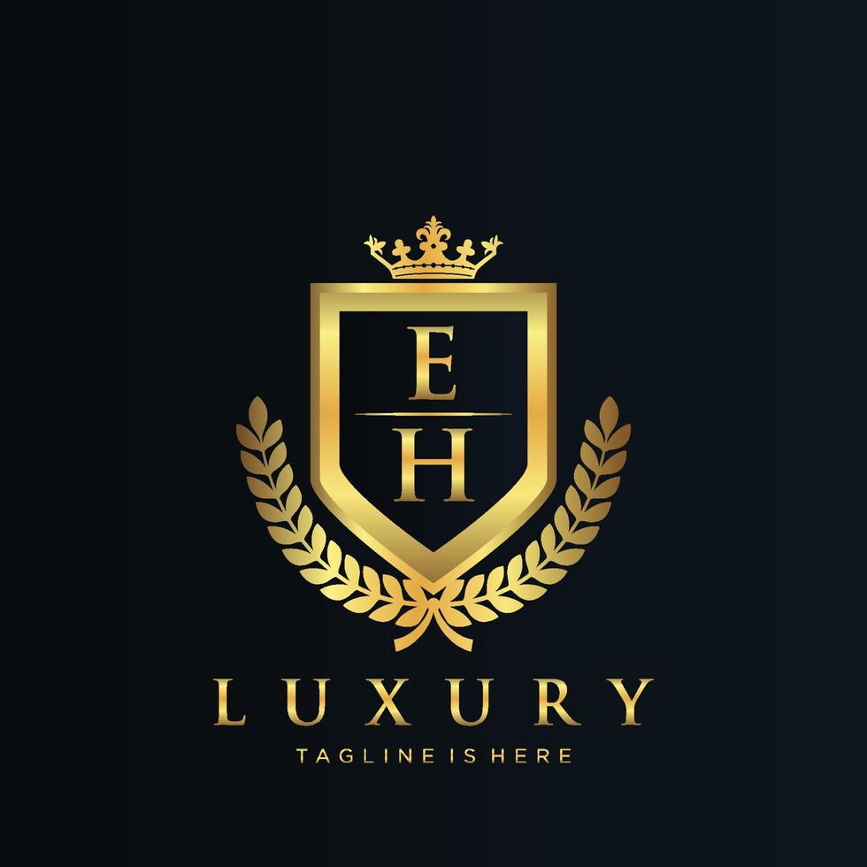 EH Letter Initial with Royal Luxury Logo Template vector