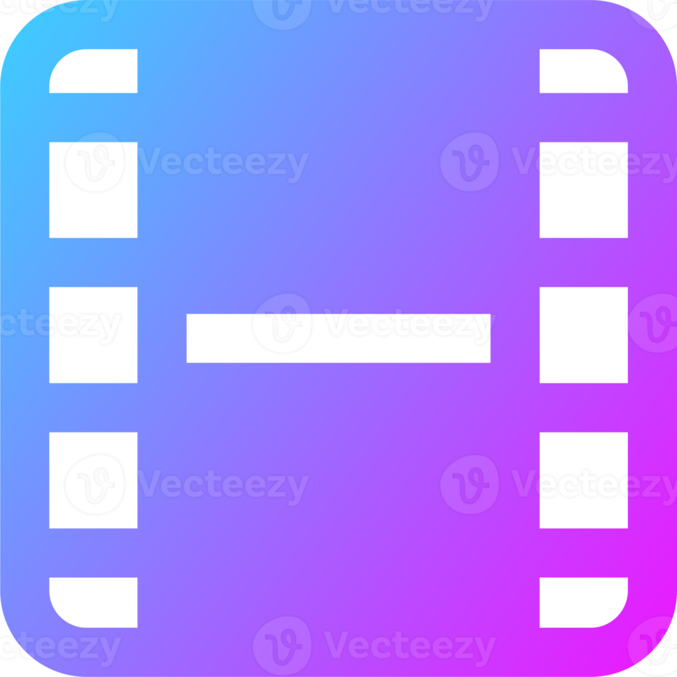 Film icon in gradient colors. Film strip signs for multimedia interface. png