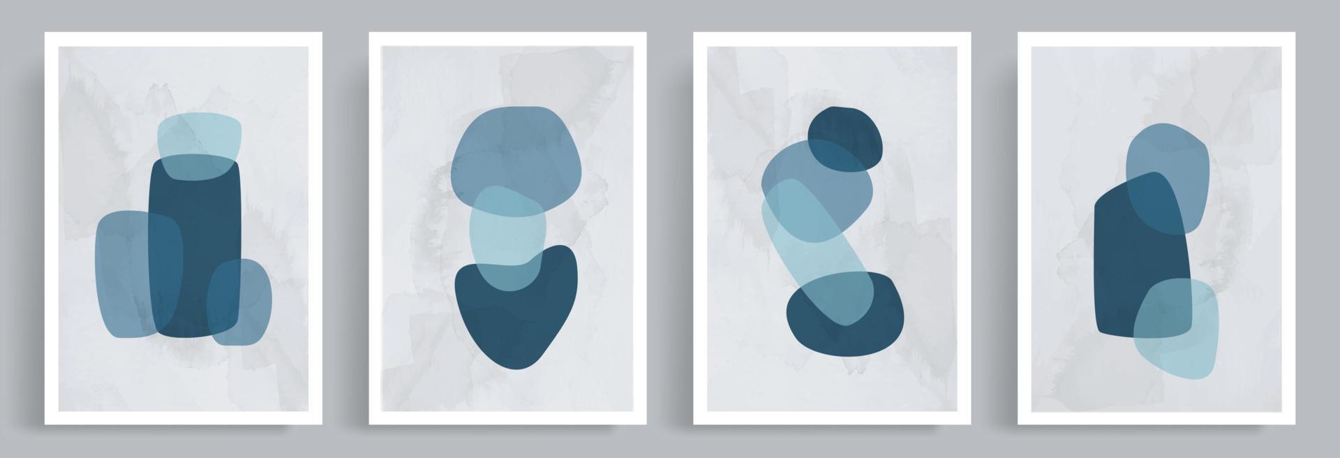 Flat abstract vector illustration.  Contemporary aesthetic backgrounds. Boho wall decor. Nostalgia art print with watercolor texture. Suitable for book cover, poster, banner, brochure, flyer.