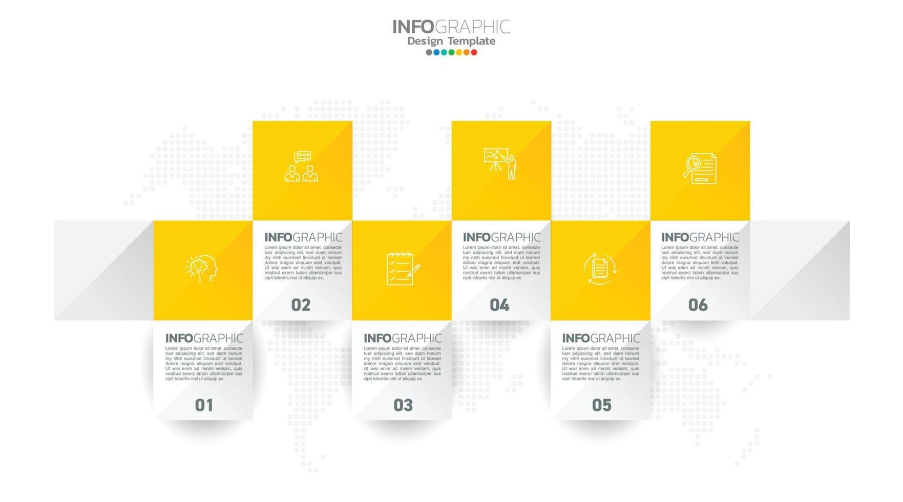 Timeline infographic vector with 6 steps can be used for workflow layout diagram annual report web design.