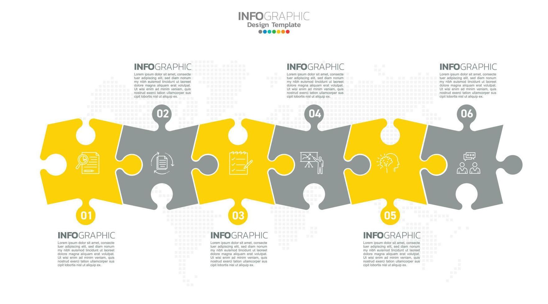 Timeline infographic vector with 6 steps can be used for workflow layout diagram annual report web design.