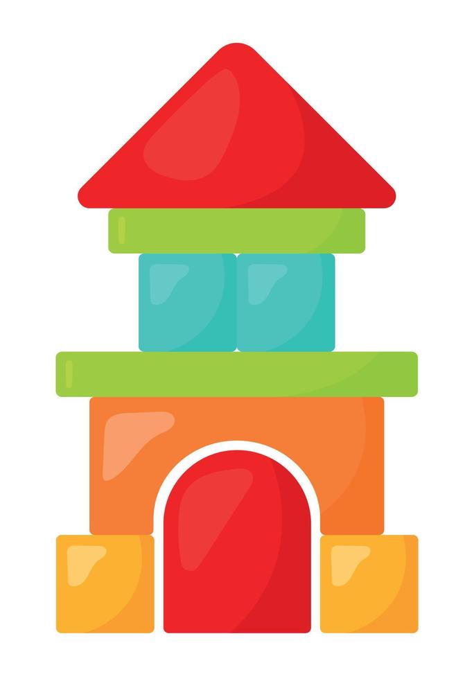 Tower Building Blocks Kids Toy Icon Cartoon Vector Illustration