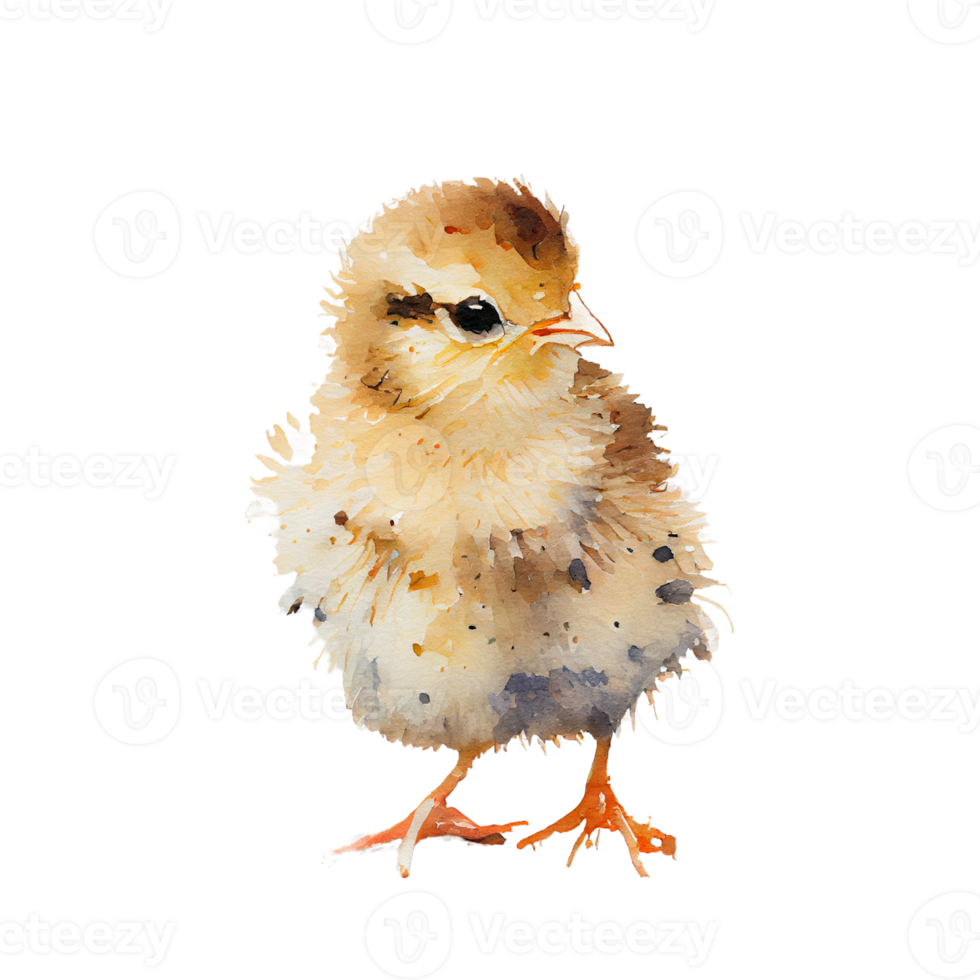 Watercolor drawing of a cute baby chicken isolated on transparent background png