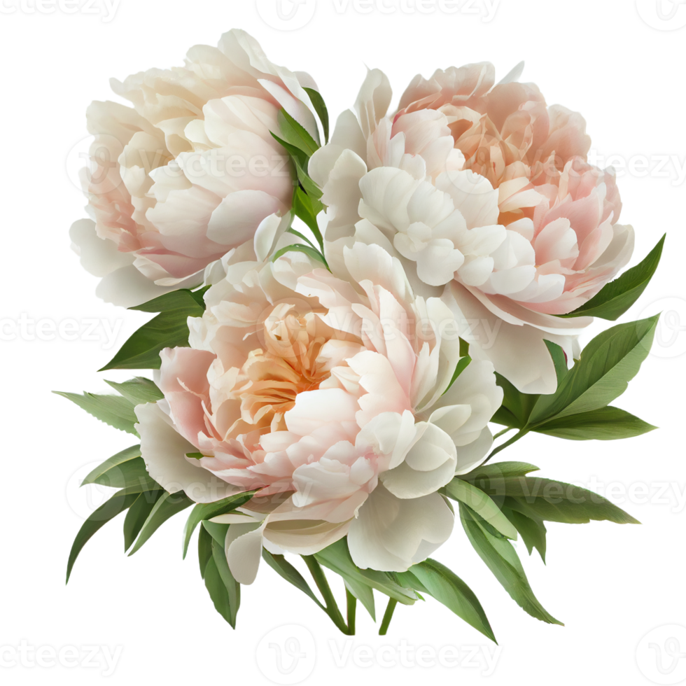 bukett av pioner på en transparent bakgrund. png fil. blommig arrangemang