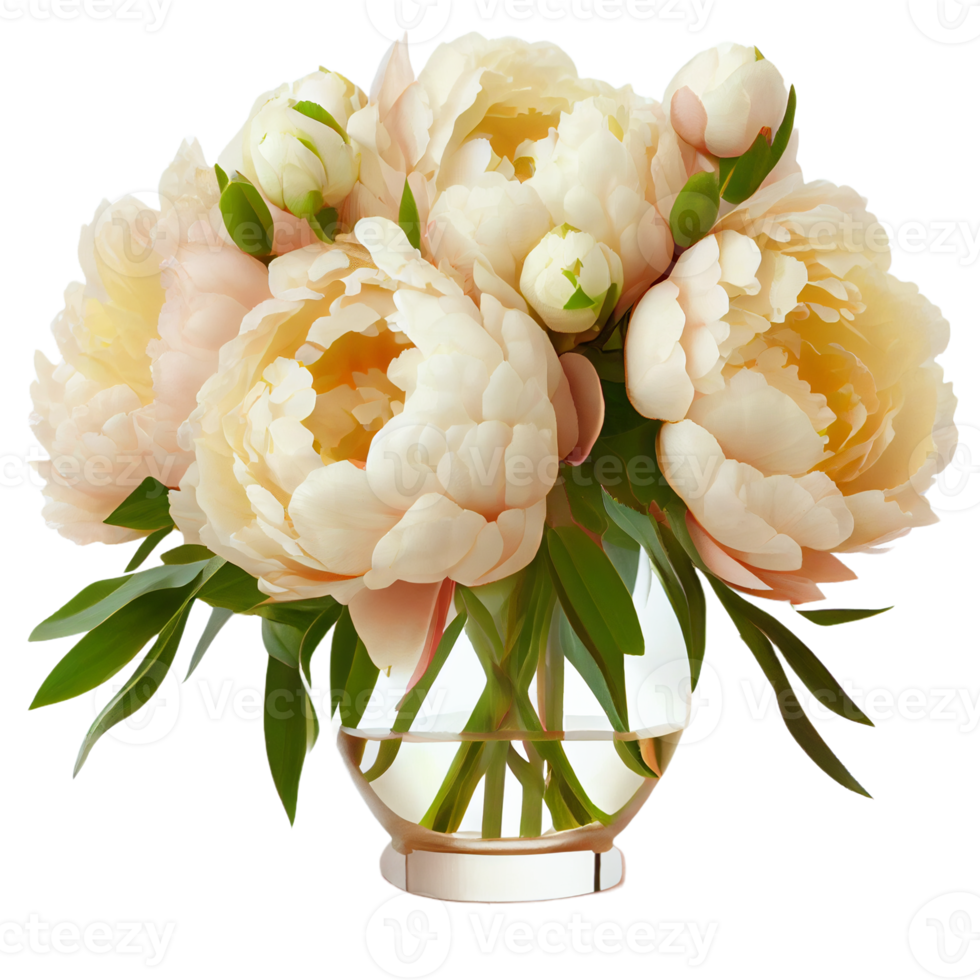 bouquet de pivoines sur une transparent Contexte. png déposer. floral arrangement