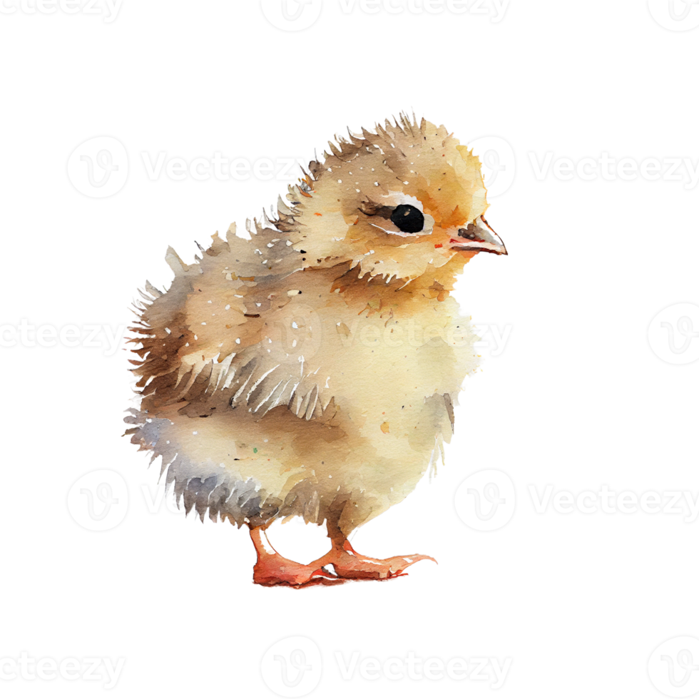 Watercolor drawing of a cute baby chicken isolated on transparent background png