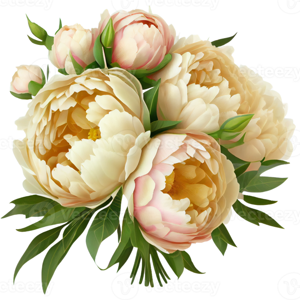 Strauß von Pfingstrosen auf ein transparent Hintergrund. png Datei. Blumen- Anordnung