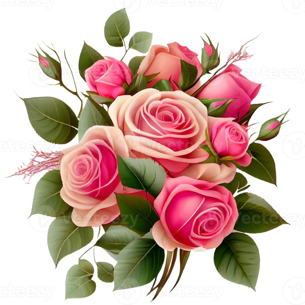 Bouquet of flowers on a transparent background. Floral arrangement. . For stickers, invitations, greeting cards, wedding card, decorations. png