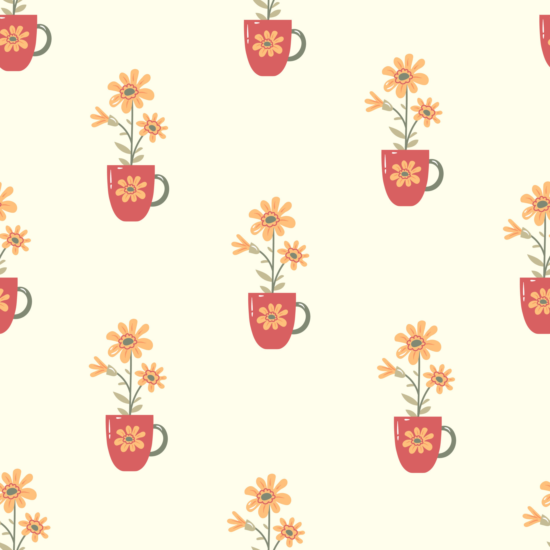Mug with flowers seamless background 21495139 Vector Art at Vecteezy