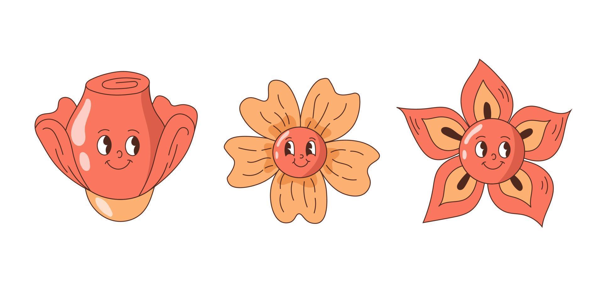 Smiling flowers vector collection