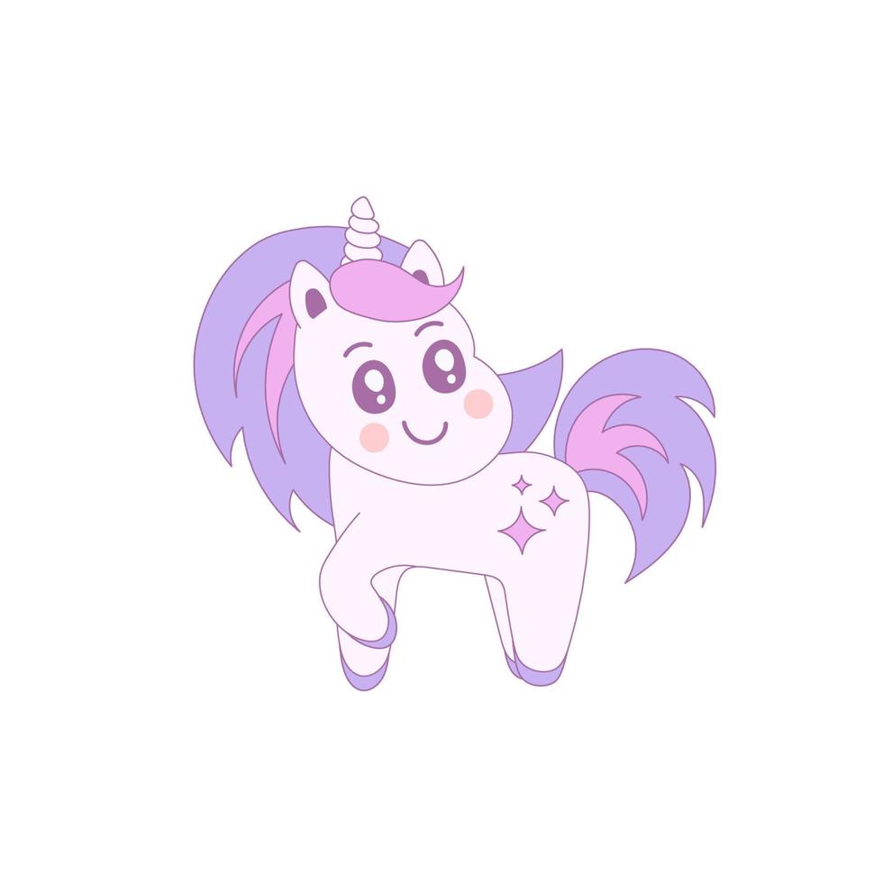 linda en pie unicornio vector