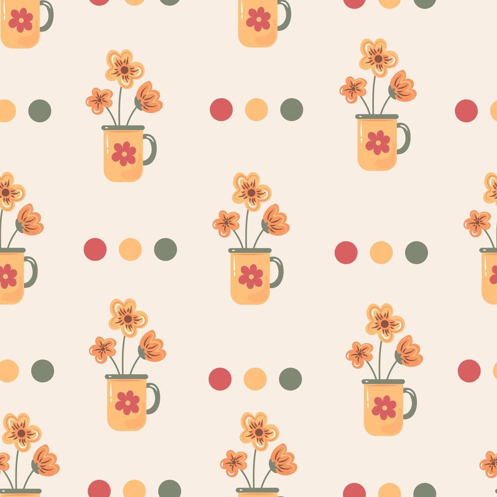 Fresh flowers in mag seamless pattern vector