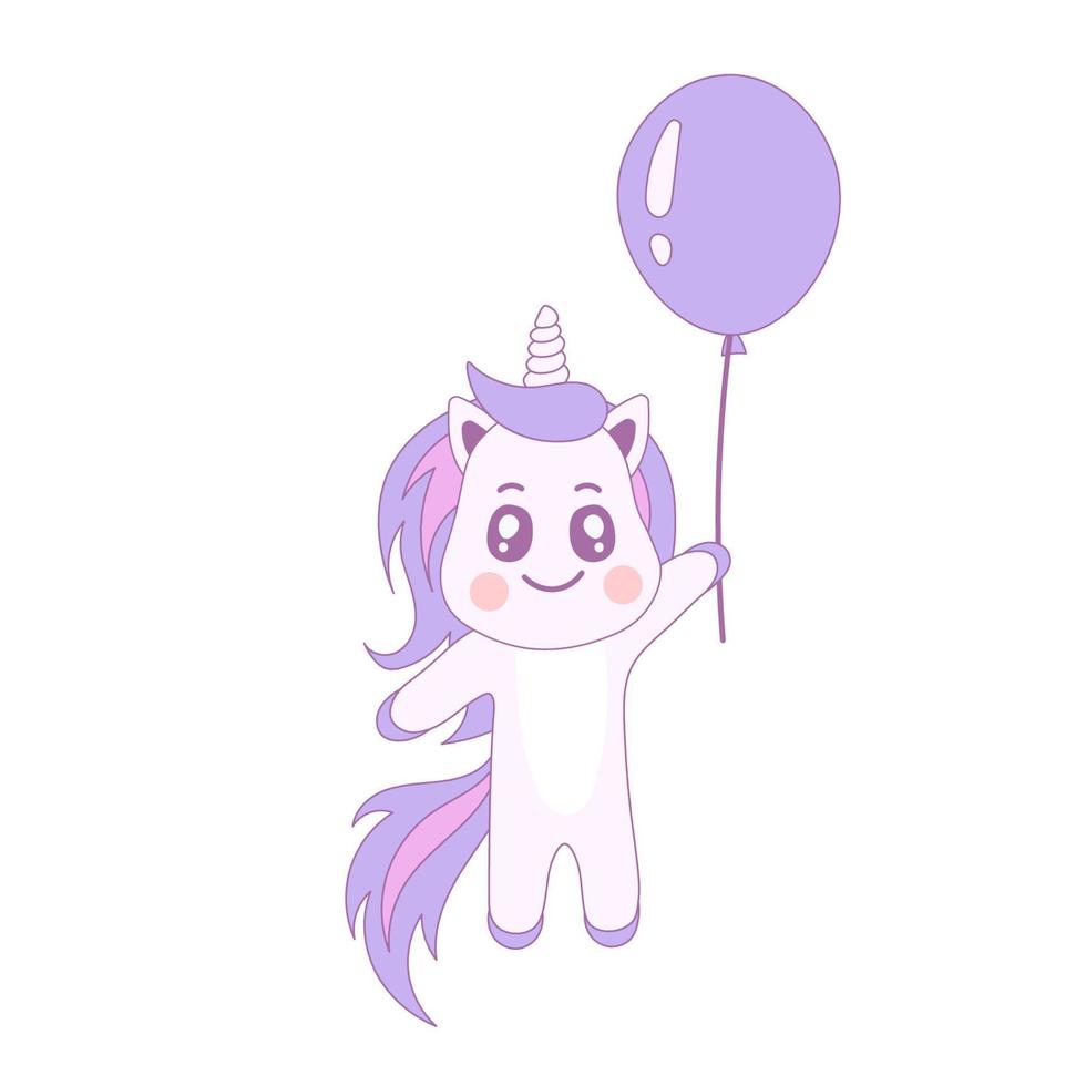 linda unicornio con globo vector