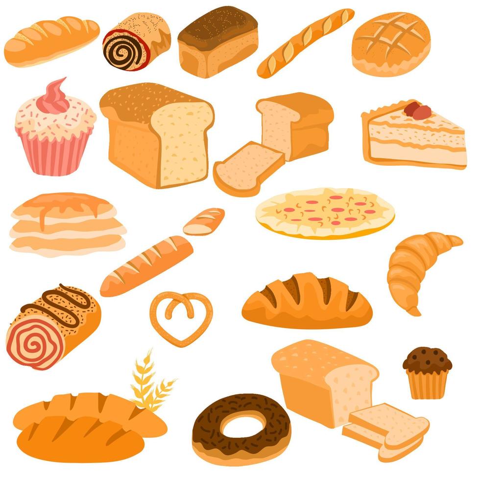Bakery illustration set collection vector