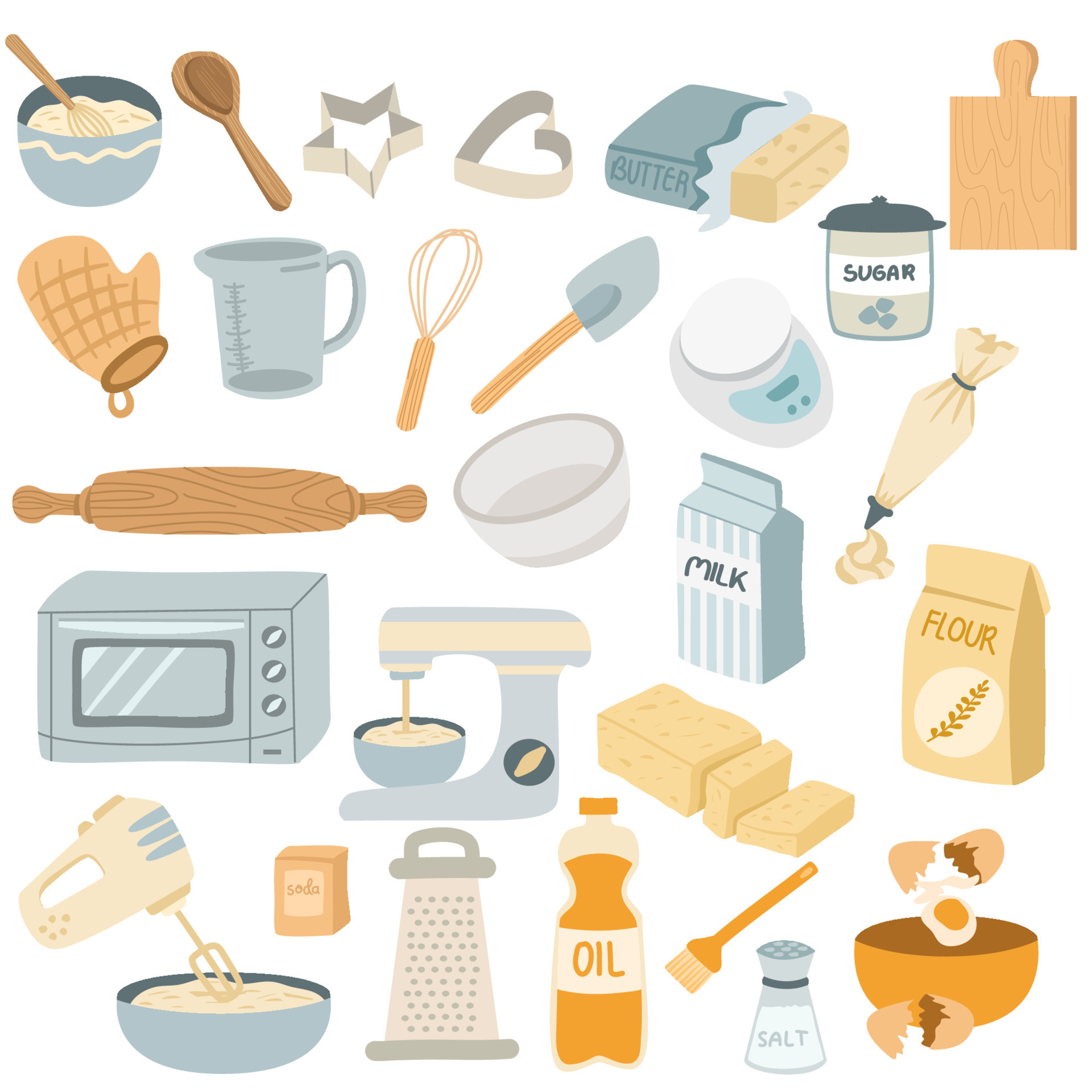 Baking tools vector set collection 21495236 Vector Art at Vecteezy