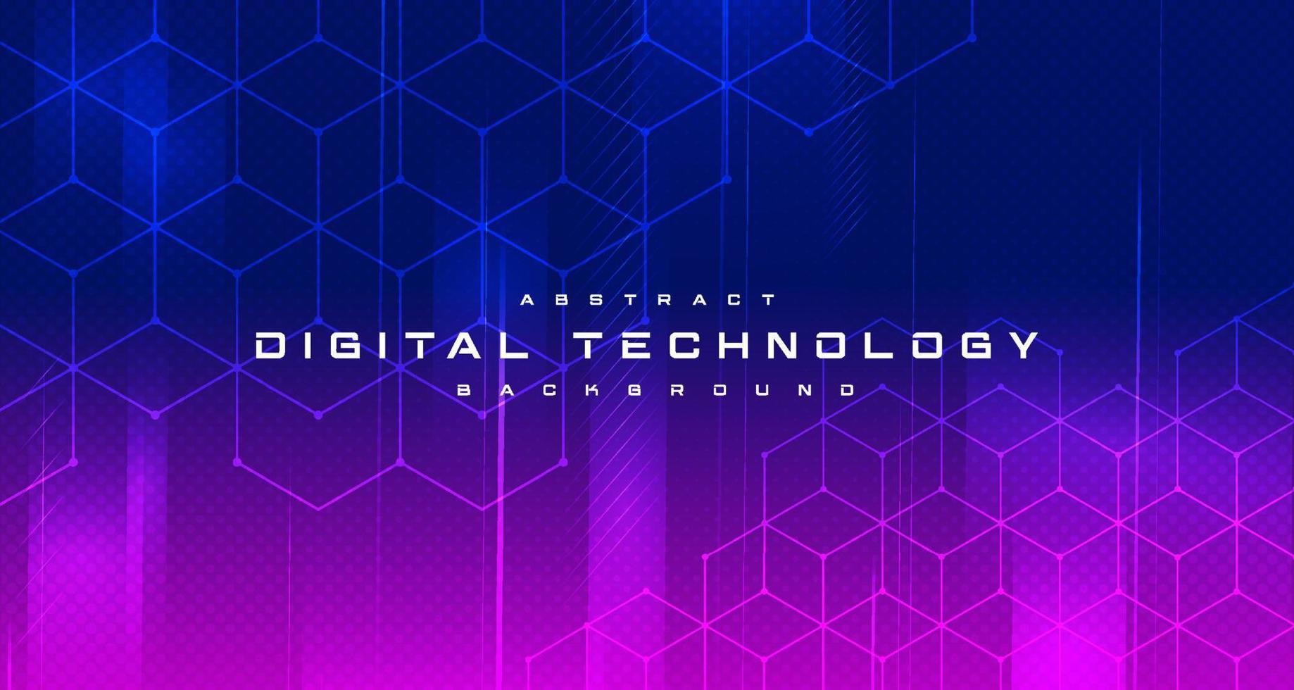 Digital technology banner blue pink background concept, cyber technology light effect, abstract tech, innovation future data, internet network, Ai big data, lines dots connection, illustration vector