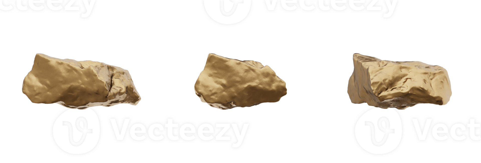 A gorgeous and realistic 3D rendering of a golden rock is presented. This lovely mineral has a gleaming metallic sheen and a natural, crystal-like structure, adding a sense of richness png