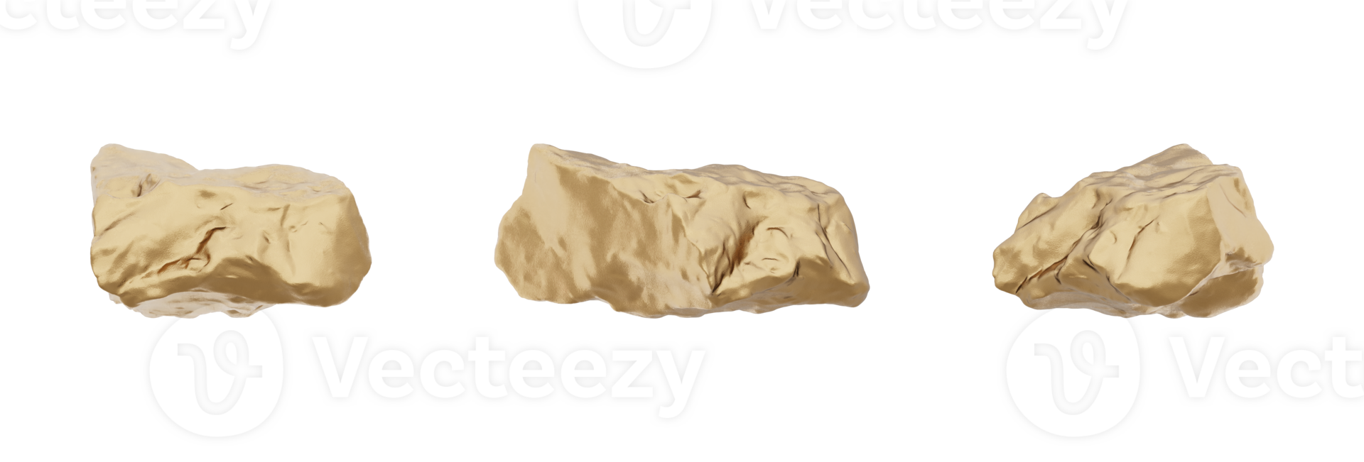 A gorgeous and realistic 3D rendering of a golden rock is presented. This lovely mineral has a gleaming metallic sheen and a natural, crystal-like structure, adding a sense of richness png
