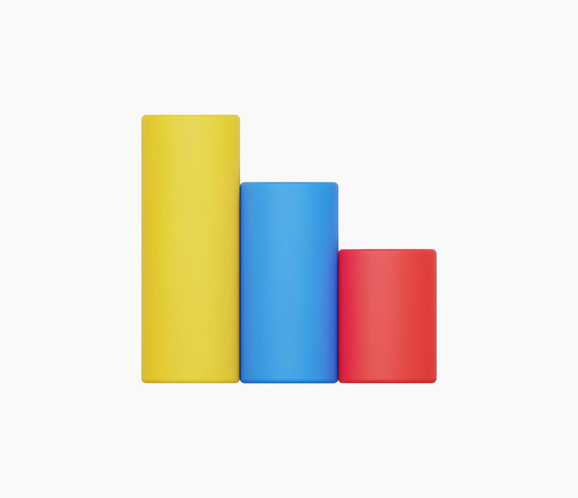 3d Realistic Graphic bar or Chart icon vector illustration.