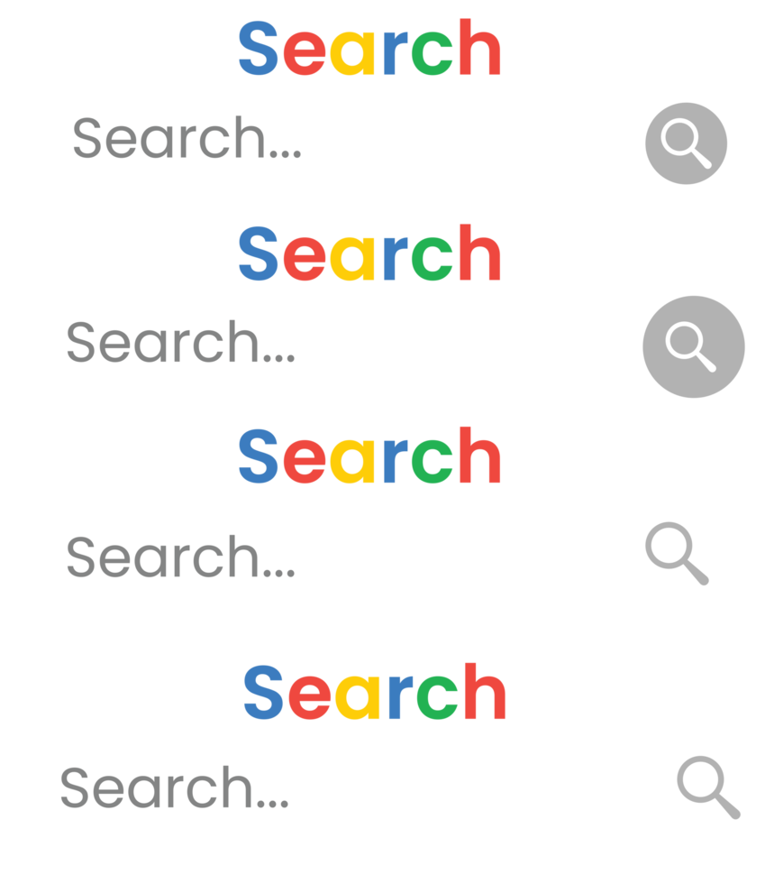 Search bar icons on transparent background png