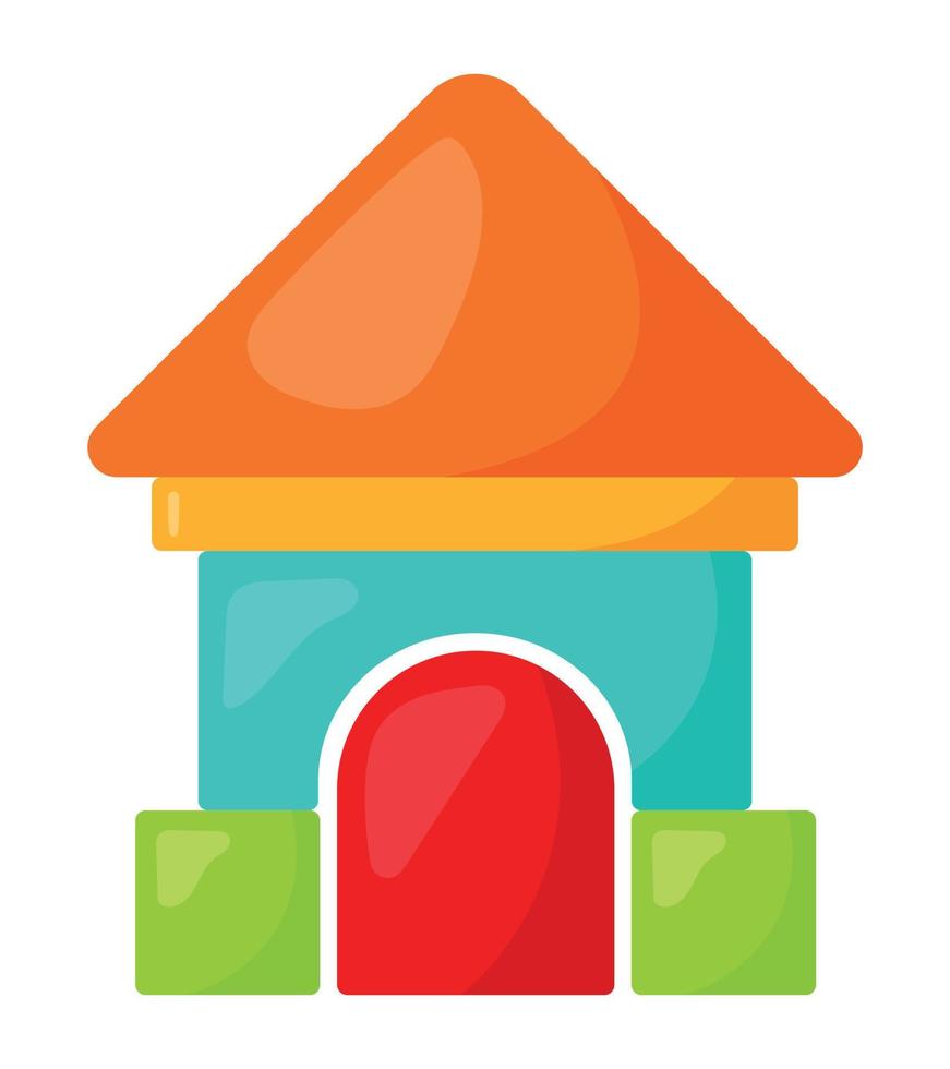 House Building Blocks Kids Toy Icon Cartoon Vector Illustration