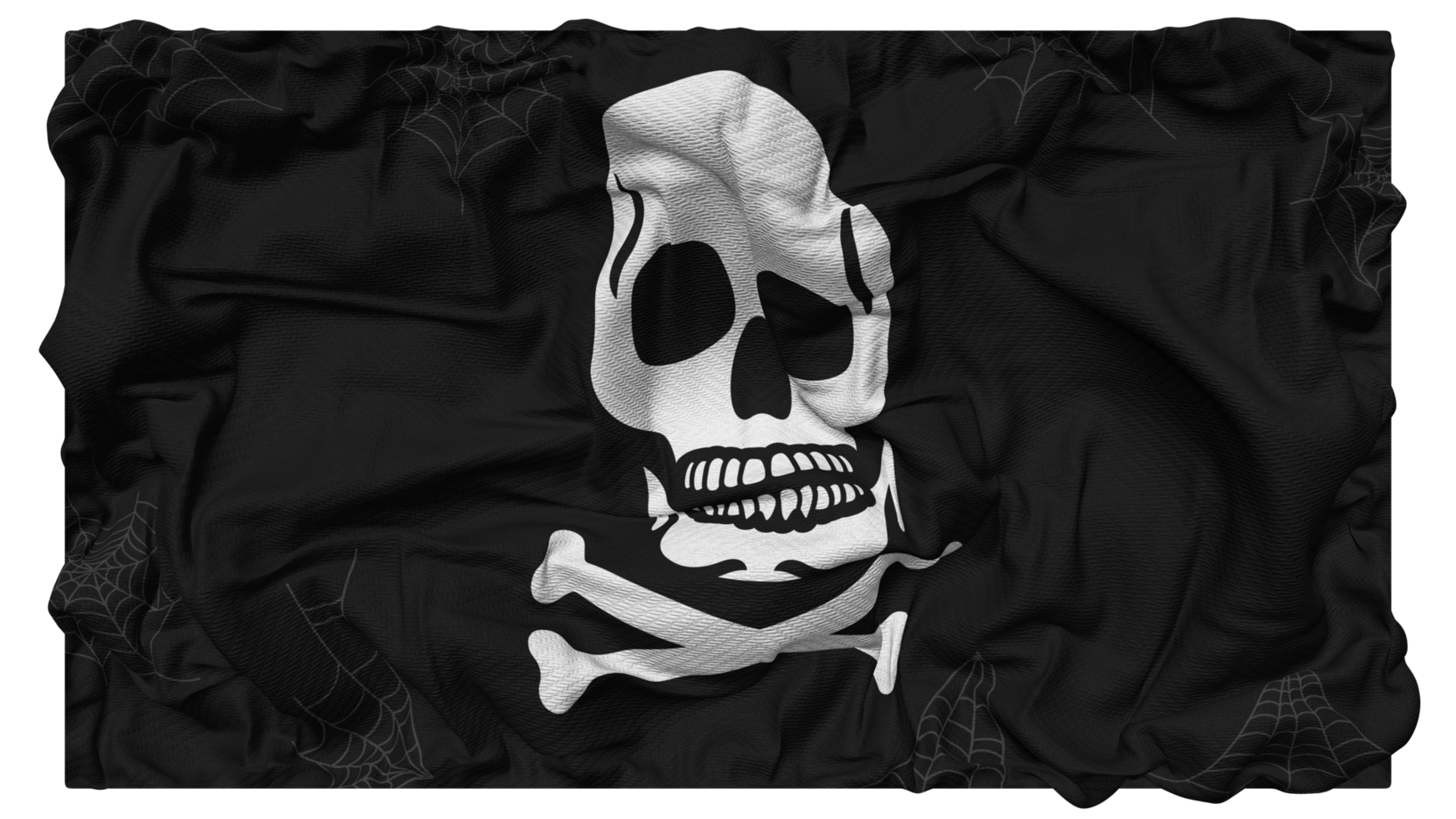 effrayant crânes drapeau vagues avec réaliste bosse texture, drapeau arrière-plan, 3d le rendu png