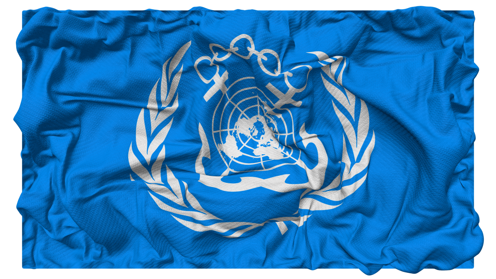 International maritim Organisation, imo Flagge Wellen mit realistisch stoßen Textur, Flagge Hintergrund, 3d Rendern png
