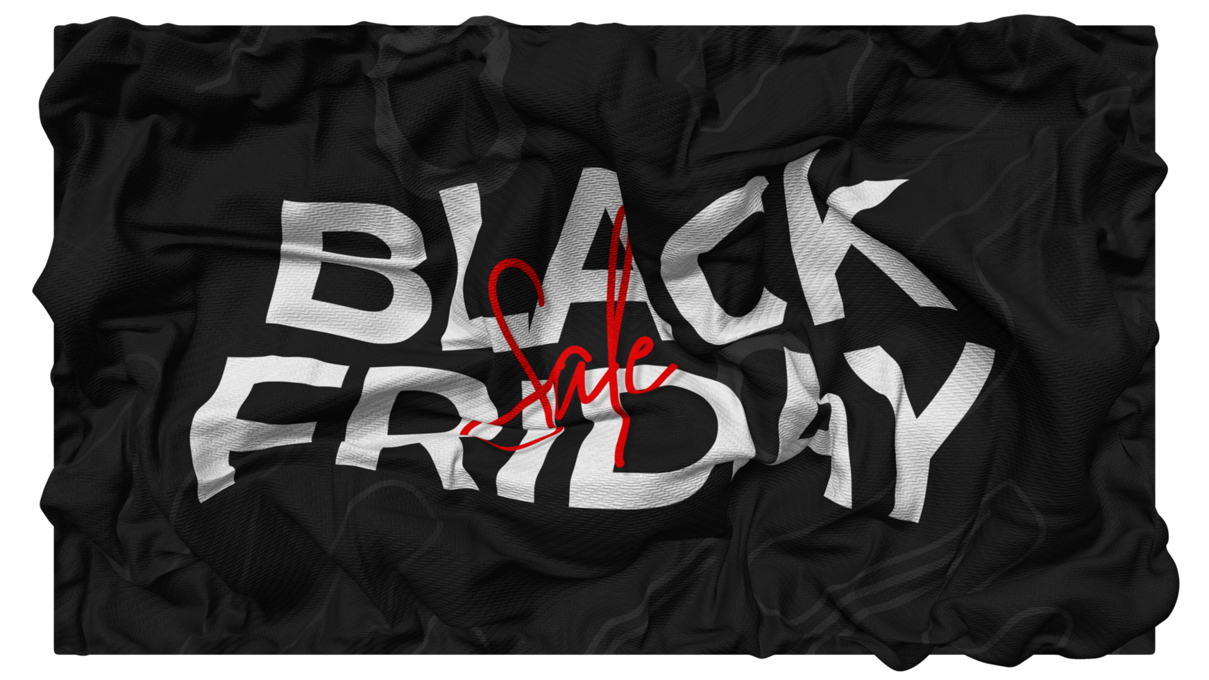 Black Friday Sale Flag Waves with Realistic Bump Texture, Flag Background, 3D Rendering png