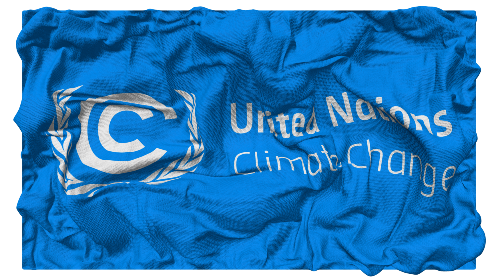 vereinigt Nationen Klima Veränderung Flagge Wellen mit realistisch stoßen Textur, Flagge Hintergrund, 3d Rendern png
