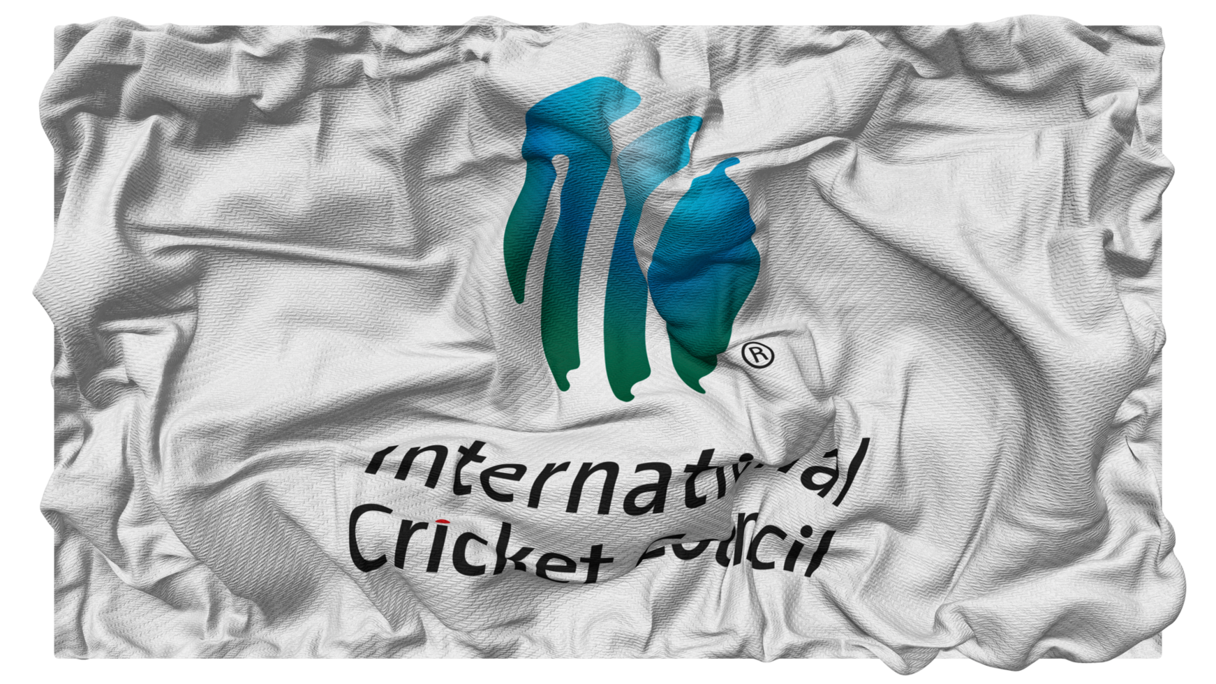 internationell cricket råd, icc flagga vågor med realistisk stöta textur, flagga bakgrund, 3d tolkning png