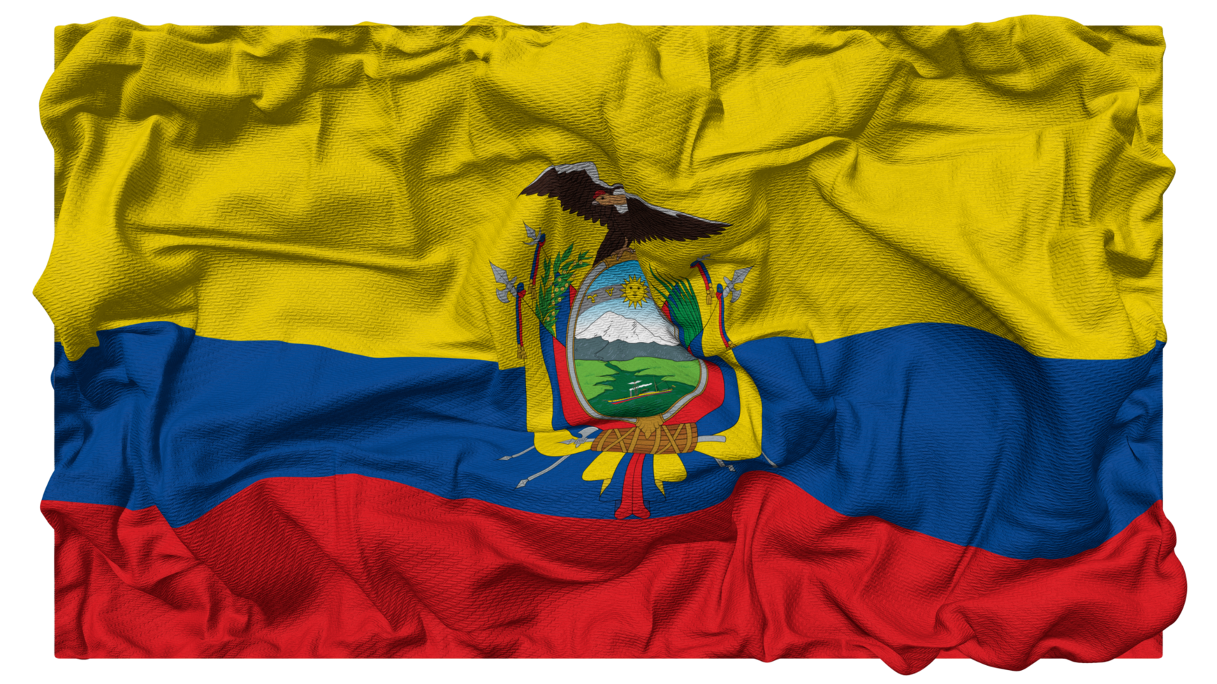 Equador bandeira ondas com realista colisão textura, bandeira fundo, 3d Renderização png