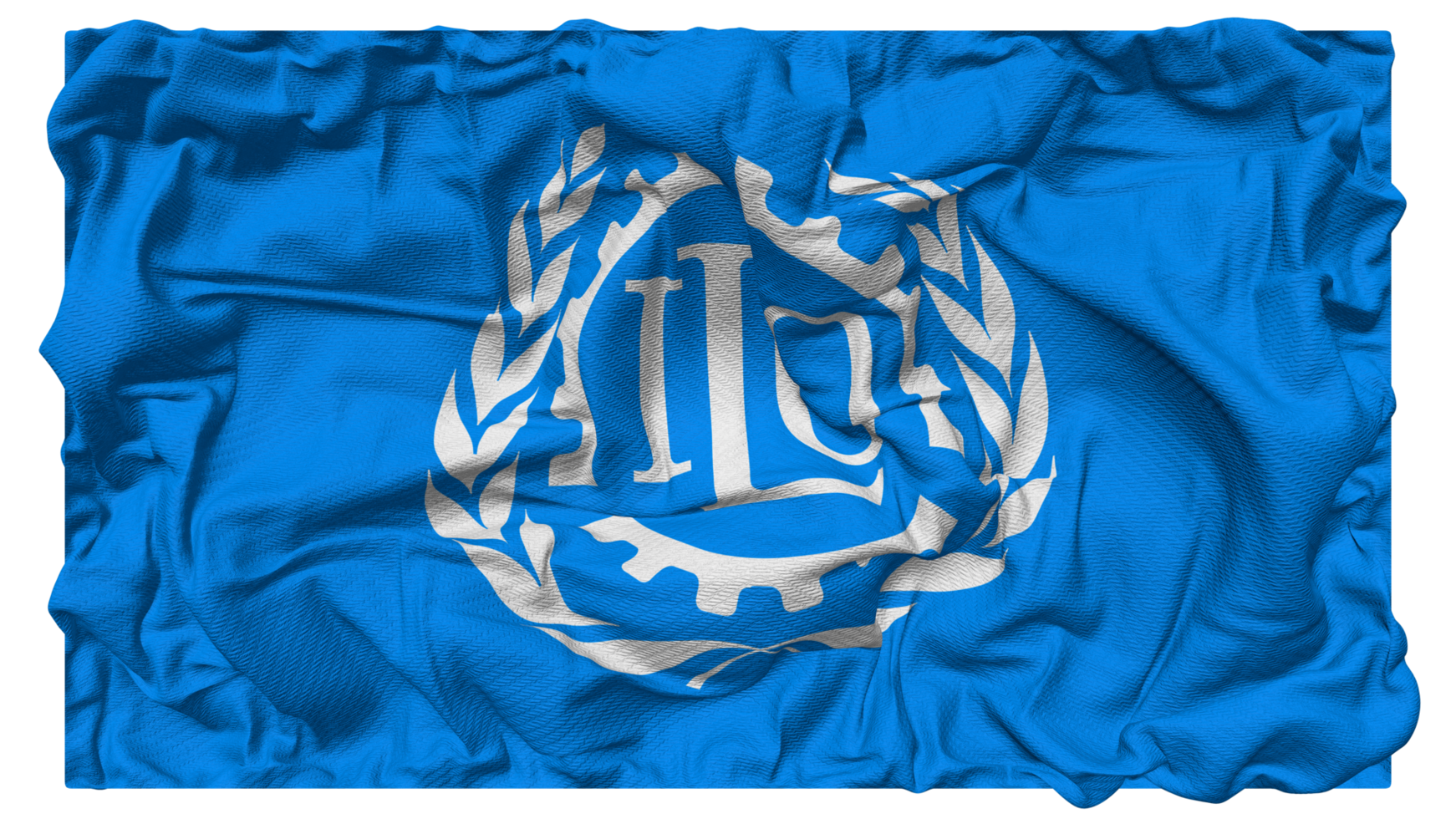 International Labour Organization, ILO Flag Waves with Realistic Bump Texture, Flag Background, 3D Rendering png