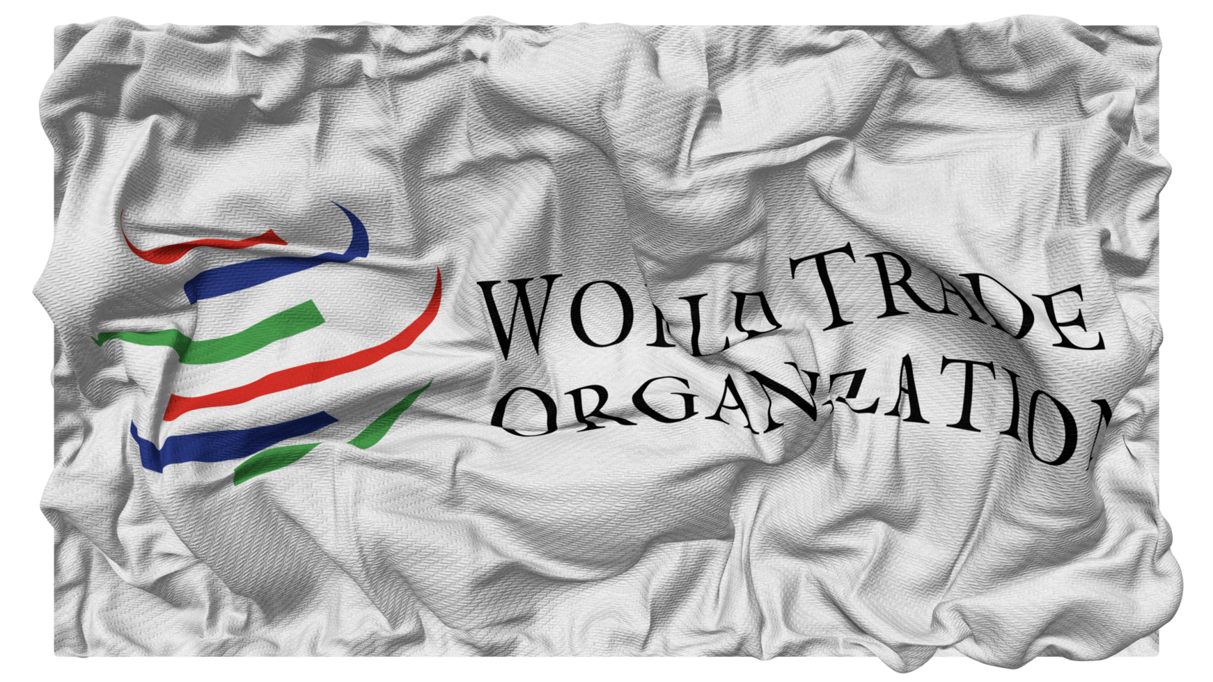värld handel organisation, wto flagga vågor med realistisk stöta textur, flagga bakgrund, 3d tolkning png