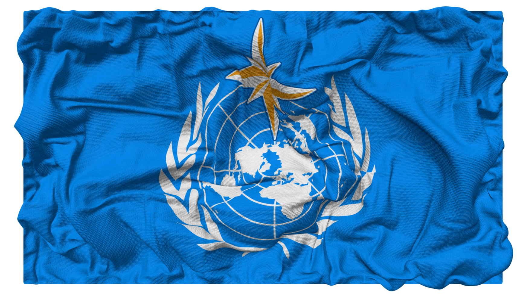 World Meteorological Organization, WMO Flag Waves with Realistic Bump Texture, Flag Background, 3D Rendering png