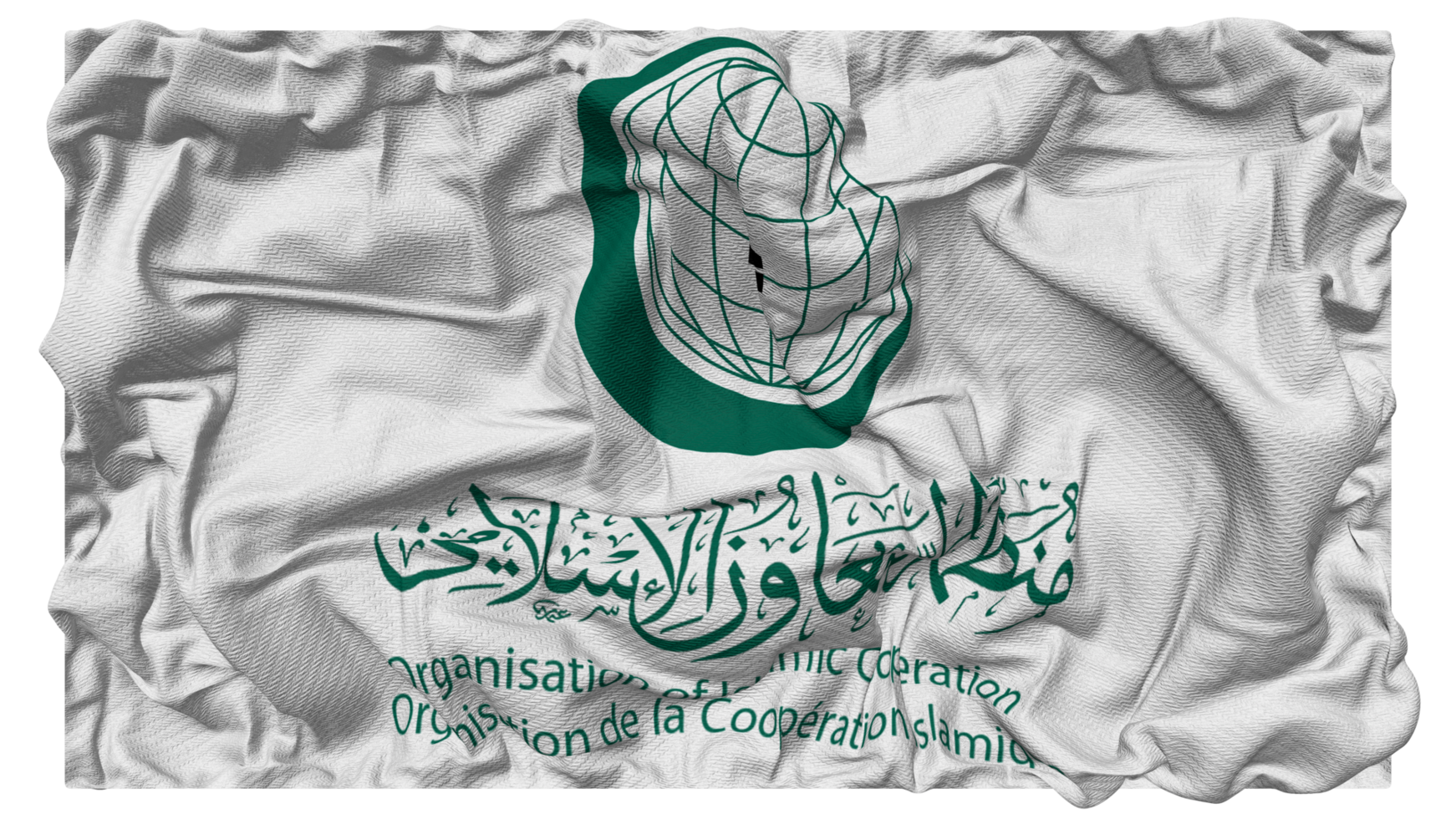 Organisation of Islamic Cooperation, OIC Flag Waves with Realistic Bump Texture, Flag Background, 3D Rendering png