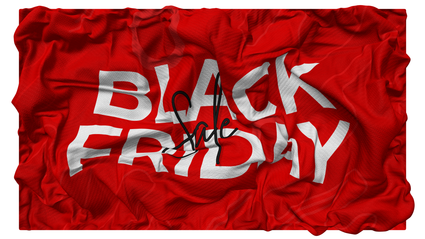 Black Friday Sale Flag Waves with Realistic Bump Texture, Flag Background, 3D Rendering png