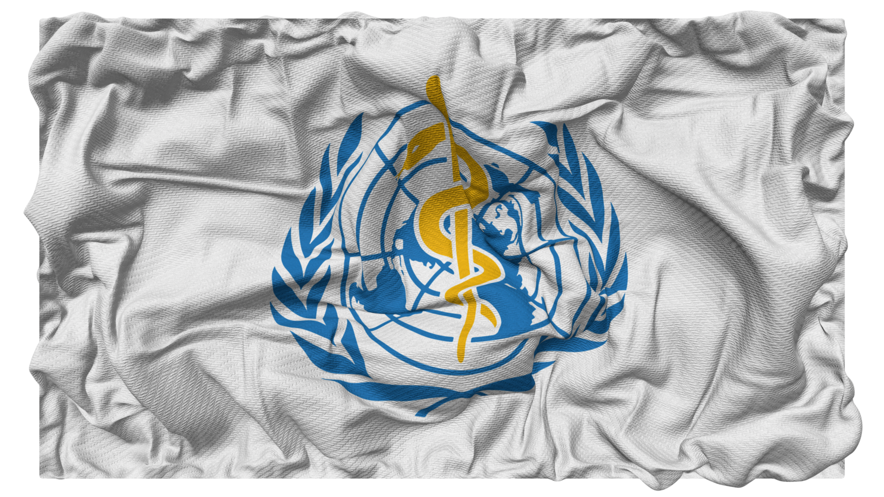 mondo Salute organizzazione, chi bandiera onde con realistico urto struttura, bandiera sfondo, 3d interpretazione png