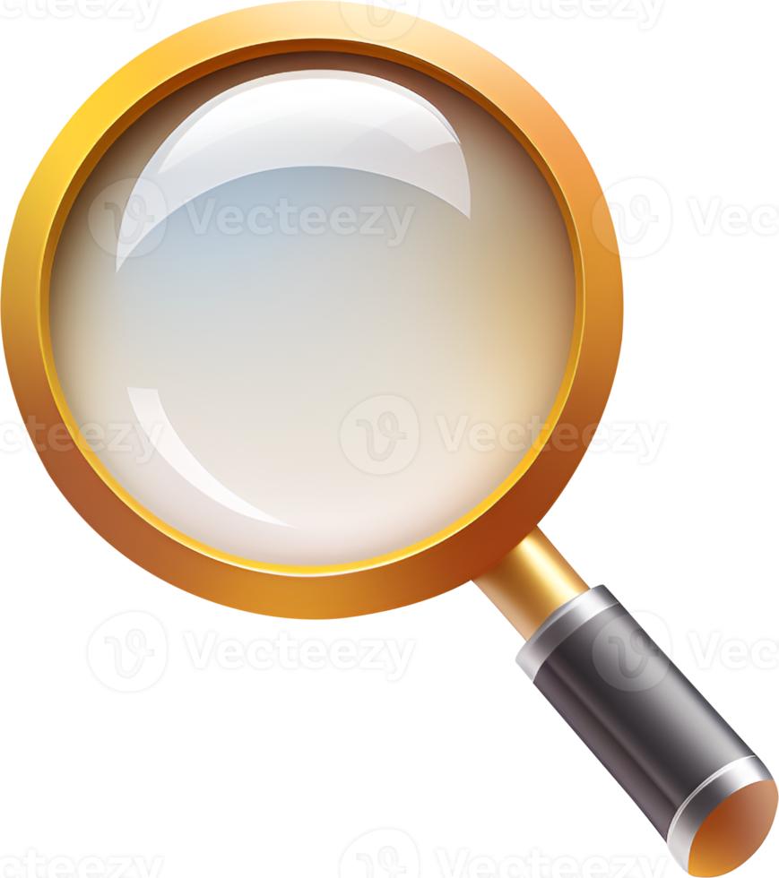 3D magnifying glass icon illustration. png