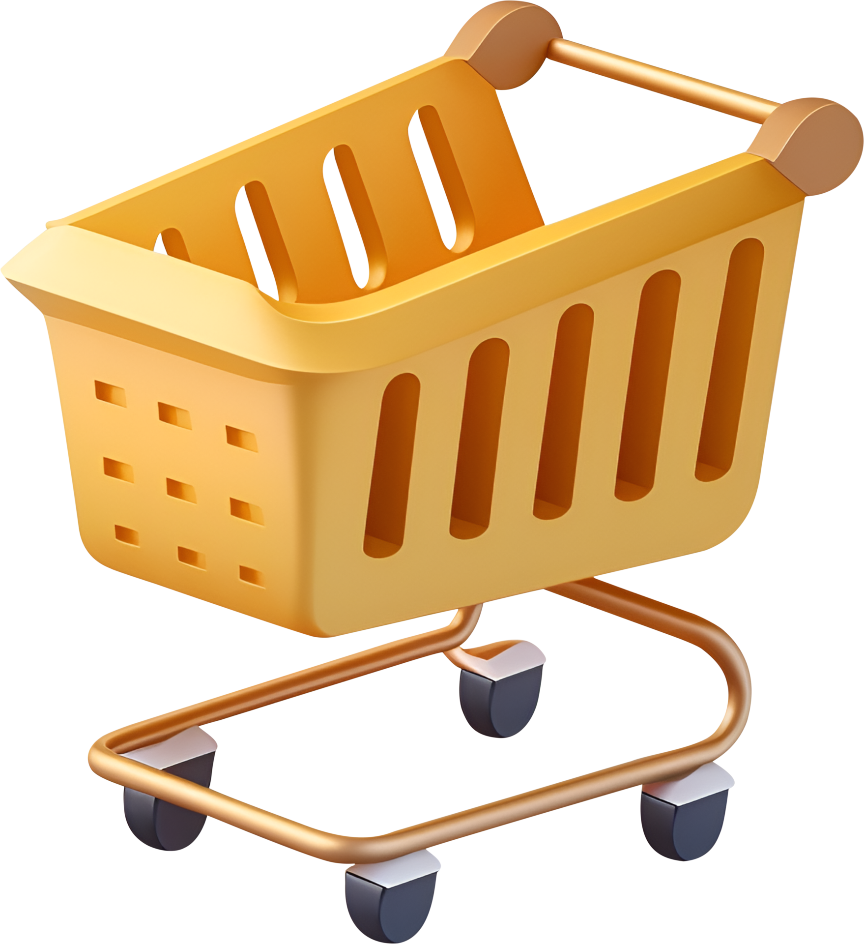 Free 3D shopping cart with a basket icon illustration. 21495594 PNG