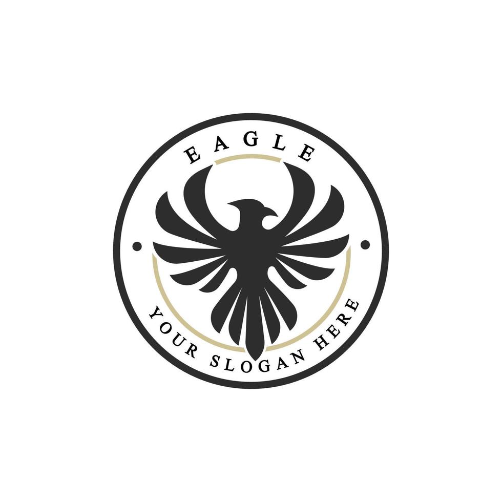 Eagle logo concept inside circle. The logo represents the upper body of an eagle raising two wings to show its grace, dignity, degree and charm vector