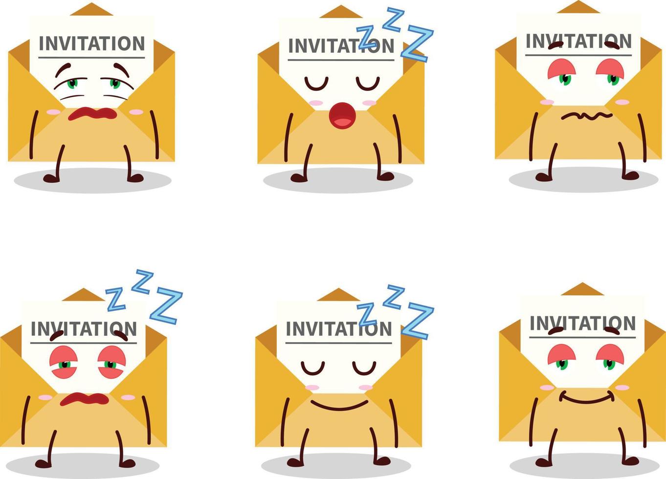 Cartoon character of invitation message with sleepy expression vector