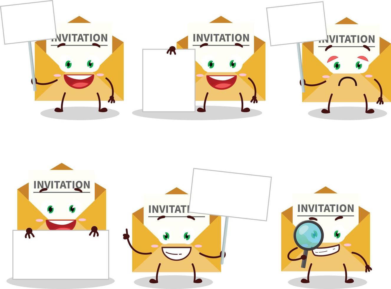 Invitation message cartoon character bring information board vector