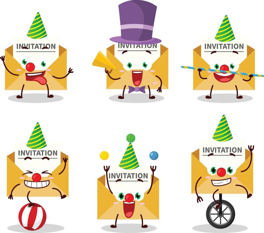 Cartoon character of invitation message with various circus shows vector