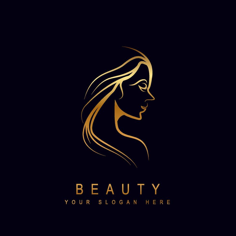 belleza mujer logo diseño línea Arte estilo diseño, hermosa niña cabeza concepto logo diseño. mujer vector ilustración.