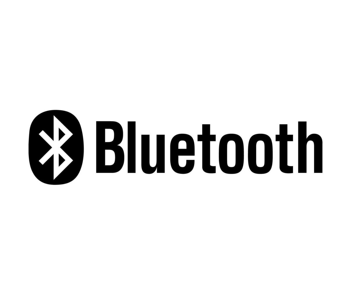 Bluetooth icono logo símbolo con nombre negro diseño vector ilustración