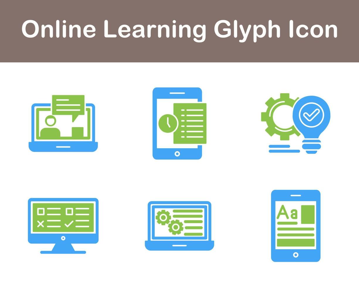 en línea aprendizaje vector icono conjunto