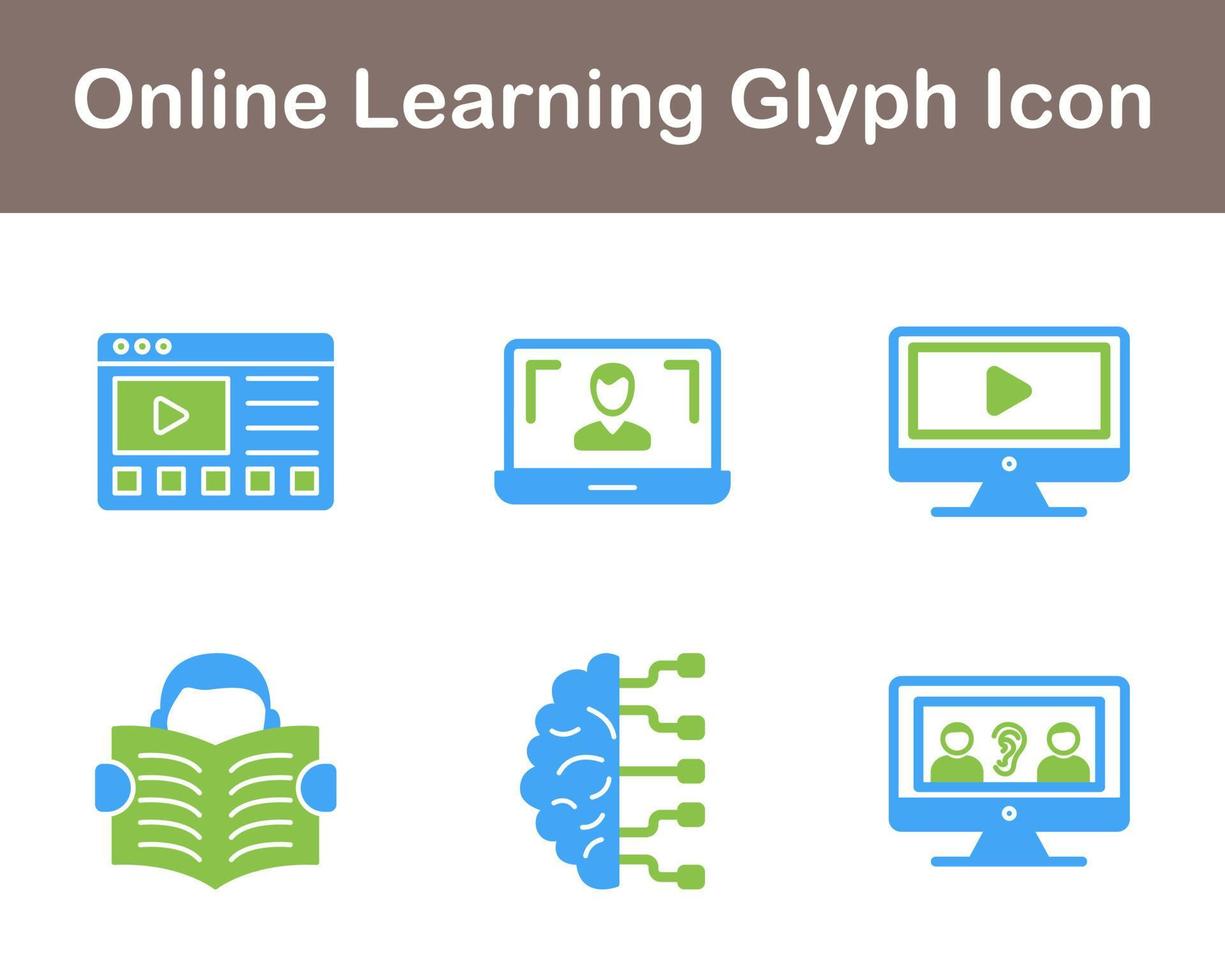 en línea aprendizaje vector icono conjunto