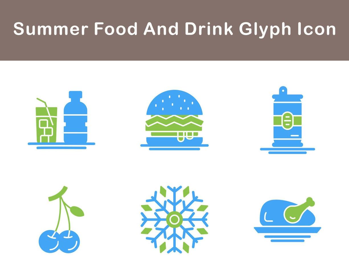 Summer Food And Drink Vector Icon Set